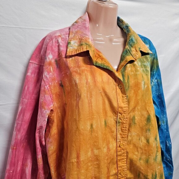Cotton Citizen Tie Dye Button Up Shirt Women Size L Multicolor Cotton - Picture 2 of 11